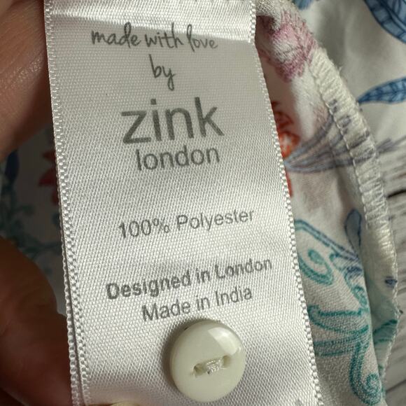 Womens Zink London White Multi Floral Print Blouse Career Flutter Sleeve XXL - Picture 5 of 8